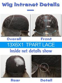 26吋t型蕾絲13*6*1灰色漸變水深波浪合適日常穿戴的合成纖維女士假髮 - 漸層 - 查看 8