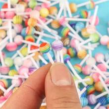 20入組/50入組 6mm指甲迷你色彩繽紛的樹脂棒棒糖模擬珠寶配件,糖果指甲魅力,手機殼樹脂裝飾(顏色隨機) - 彩色 - 查看 4