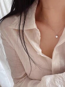 1套豪華優雅黃銅心型吊墜耳環和水滴項鍊套裝,適用於婚禮 - 銀色 - 查看 4