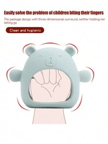 1入組寶寶牙齦舒適啫喱全包手保護套,寶寶咬著可緩解牙齦不適,還可以防止手握磨牙棒 - 藍色 - 查看 4