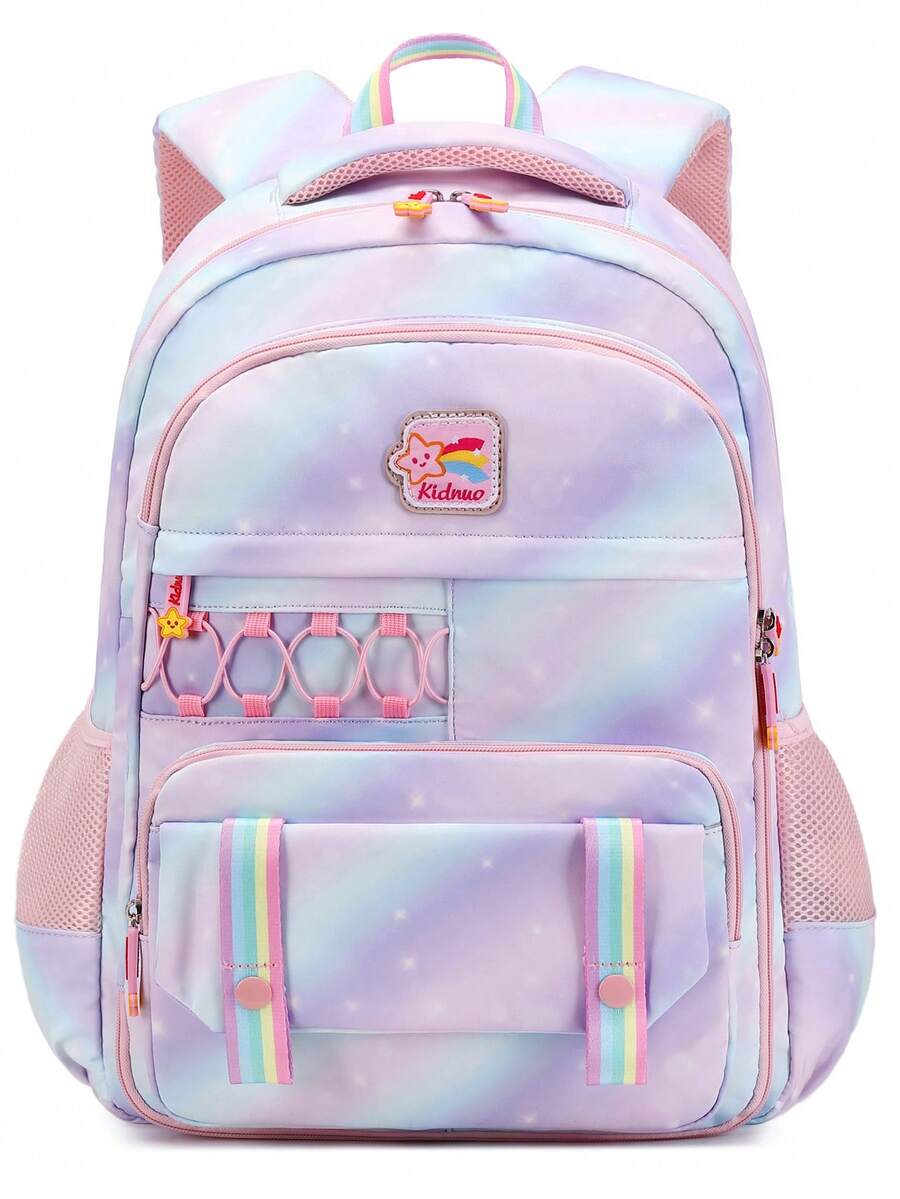 背包 15.6 英寸笔记本电脑书包可爱背包中学生书包大书包女学生防盗旅行背包（粉色） - 紫色 - 查看 1