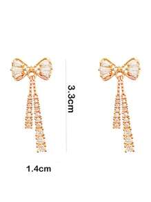 1只蝴蝶結形狀的鑽石水晶耳環,時尚優雅珠寶,設計靈感 & 鍍銀吊墜適合女性日常佩戴 - 彩色 - 查看 4