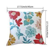 1pc Embroidered Plant & Floral Printed Cushion Cover, Countryside Style Home Decor Sofa Pillowcase/Bedside Back Cushion/Office Waist Pillow - Multicolor - View 2
