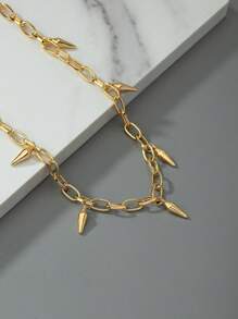 1 件嘻哈朋克酷炫风格个性化锁骨链 - 金黃色 - 查看 2