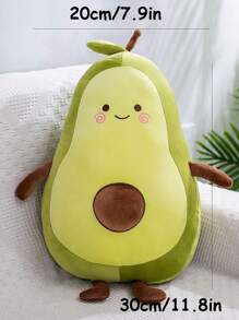 1入組酪梨造型毛絨玩具創意午睡枕頭坐墊娃娃,家居水果造型填充玩具禮物 - 軍綠色 - 查看 2