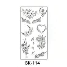 Pegatinas De Tatuajes De Flores Impermeables Y Duraderas Para Mujeres: Fáciles De Aplicar Y Quitar - Multicolor - Ver 5