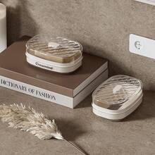 簡約雙層排水肥皂盤,家居浴室肥皂盒,適用於學生宿舍和浴室,塑料製造,無蓋設計 - 白色 - 查看 3