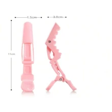 5入組短吻鱷魚夾造型工具&1入組可重複使用的臉部粉撲卸妝布 - 粉色 - 查看 6