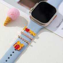 4入組禮盒愛心手錶帶環釘,可愛鑲鑽手錶帶飾品裝飾 - 玫瑰金 - 查看 5