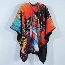 1入女性狗彩色畫數位印花冬季兩層保暖大披肩 - 彩色 - 查看 3