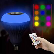 Control de bombilla LED Bluetooth para reproducir música, foco de altavoz que cambia de color RGB, control remoto para fiestas, hogar, decoraciones navideñas - Blanco - Ver 4