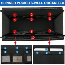 實用手提包,14/24個口袋,帶拉鍊頂部,適用於老師/護士 - 黑與白 - 查看 4