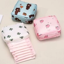 1 件裝卡通衛生收納袋,便攜式月經收納袋,可愛的日常用品和月經墊支架,女式 - 彩色 - 查看 5