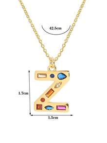1 Pc Crystal Decor Gold Initial Necklace For Women Pendant Necklaces Daily Party Christmas Jewelry Gifts - Multicolor - View 26