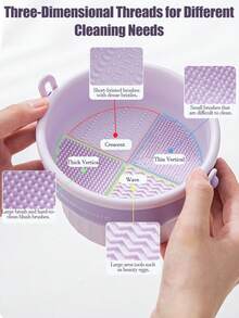 4 件化妝刷清潔套件 3 合 1 矽膠化妝刷清潔碗,帶化妝刷清潔液、化妝刷清潔碗、除色清潔海綿、化妝海綿化妝刷清潔墊、刷子清潔乾燥和存放 - 紫色 - 查看 5