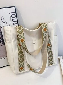 Large Capacity Shoulder Bag For Women's New And Versatile File Carrying Bag, Student Leisure Commuting Bag - White - View 3