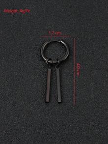 1對不銹鋼雙棒吊墜時尚簡約耳環,男士專用 - 雙棍吊墜 - 查看 3