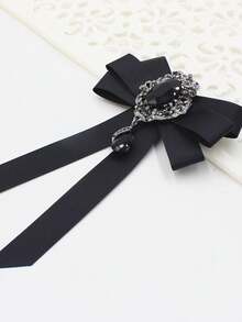 時尚女式領飾配件,秋季新款領結和絲帶,黑色百搭風格適合日常穿著 Ts150 - 黑色 - 查看 2