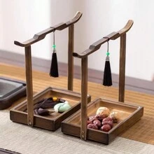 1入組核桃色創意家居竹質小托盤,獨特首飾托盤,適用於家居、零食、堅果和茶點 - 棕色 - 查看 2