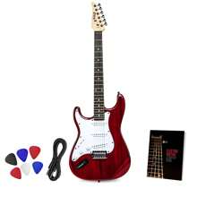 LyxPro CS 39"Stratocaster Guitar Left Hand Electric Guitar Kit For Beginner, Intermediate & Pro Players With Guitar, Amp Cable, 6 Picks & Learner'S Guide, Solid Wood Body, Volume/Tone Controls, 5-Way Pickup - 紅色 - 查看 1