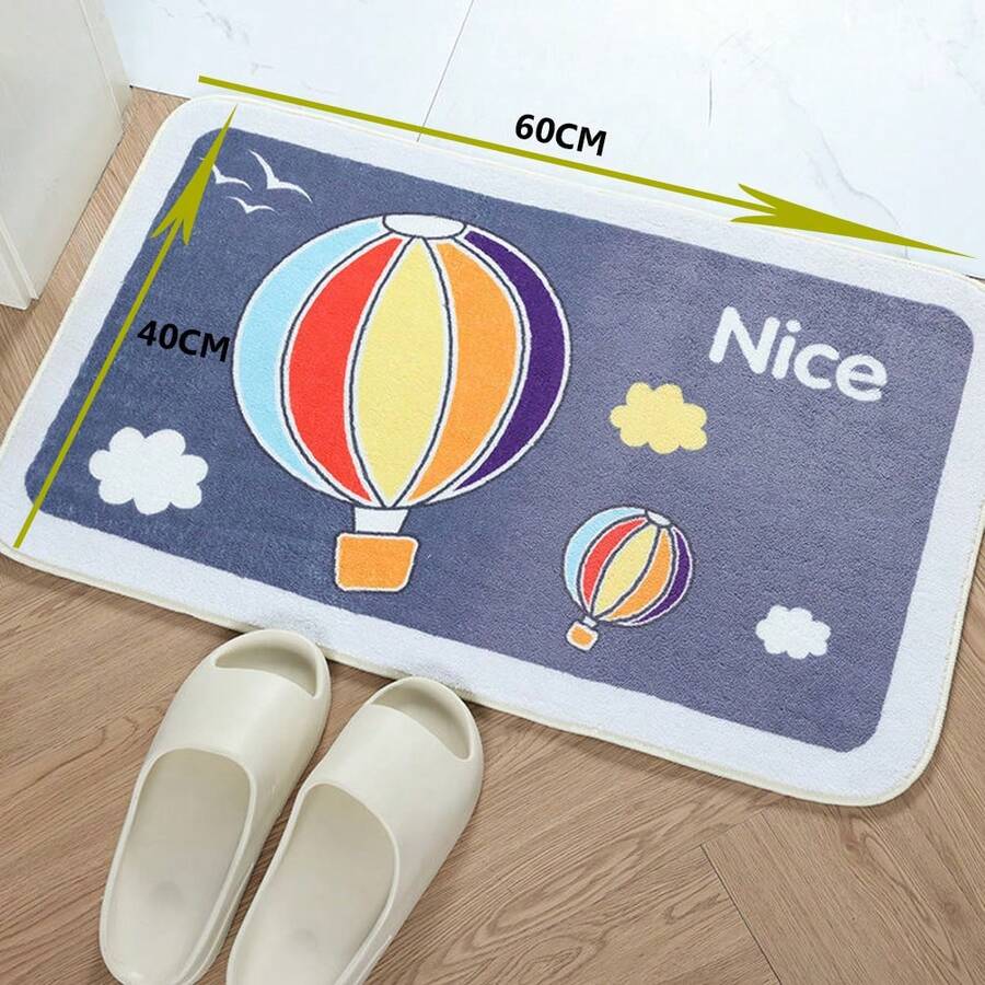 1pc Cartoon Thicker Crystal Velvet Bathroom & Bedroom & Door Mat Absorbent & Non-Slip & Quick Dry Carpet - Navy Blue - View 1