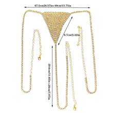 1 件裝時尚性感鑲鑽比基尼身體鏈內衣,非常適合夜總會和女性日常穿著 - 銀色 - 查看 6