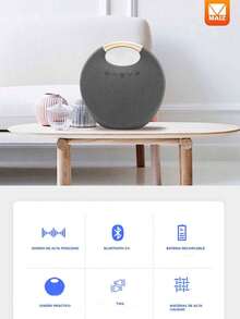 BOCINA BLUETOOTH PORTATIL CON DISEÑO CIRCULAR - Negro - Ver 3