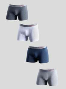 4 Piezas/set Boxer Brief Transpirable Para Hombres, Cómodo - Multicolor - Ver 1