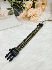 1 件男士多功能編織手鍊,附 7 芯降落傘繩,戶外求生應急口哨腕帶 - 彩色 - 查看 4