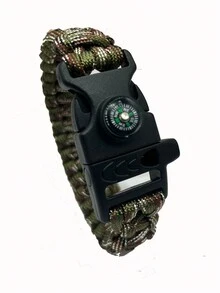 1 件男士多功能編織手鍊,附 7 芯降落傘繩,戶外求生應急口哨腕帶 - 彩色 - 查看 1