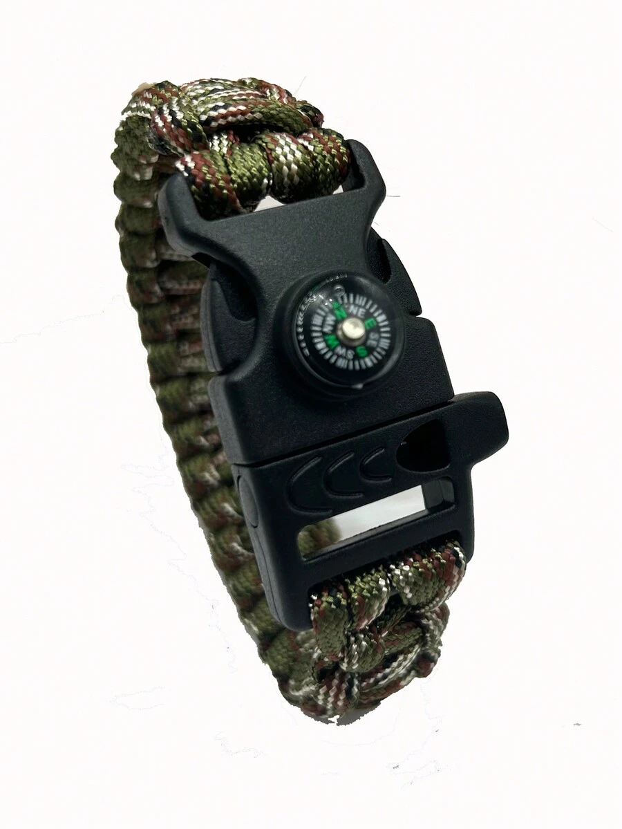 1 件男士多功能編織手鍊,附 7 芯降落傘繩,戶外求生應急口哨腕帶 - 彩色 - 查看 1