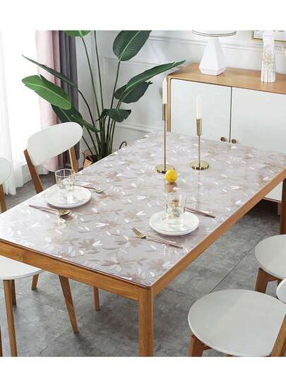 1pc Polyester Square Tablecloth, Desk Pad, Office Desk Blotter, Transparent Plastic Tablecloth Protector, PVC Clear Desk Mat, Waterproof And Scratch-Resistant Tablecloth, Home Decor