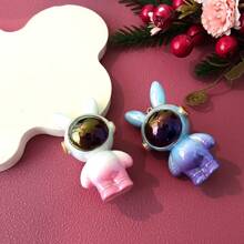 1pc/Pack Cartoon Resin Ombre Keychain Cute Bull Dog, Astronaut, Dragon Diy Keyring Car, Bag Pendant Accessory - Multicolor - View 3