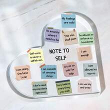自我激励装饰提醒 - 用于治愈心理健康的心形亚克力礼物，用于学校辅导办公室和办公桌的印刷装饰 - 为学校辅导员和治疗师提供的办公室礼物 - 白色 - 查看 5