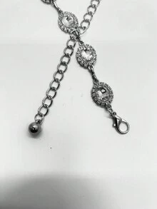 時尚單排簡約鑽石腰鍊,韓風裝飾鍊,肚皮舞女式牛仔褲腰帶 - 銀色 - 查看 3