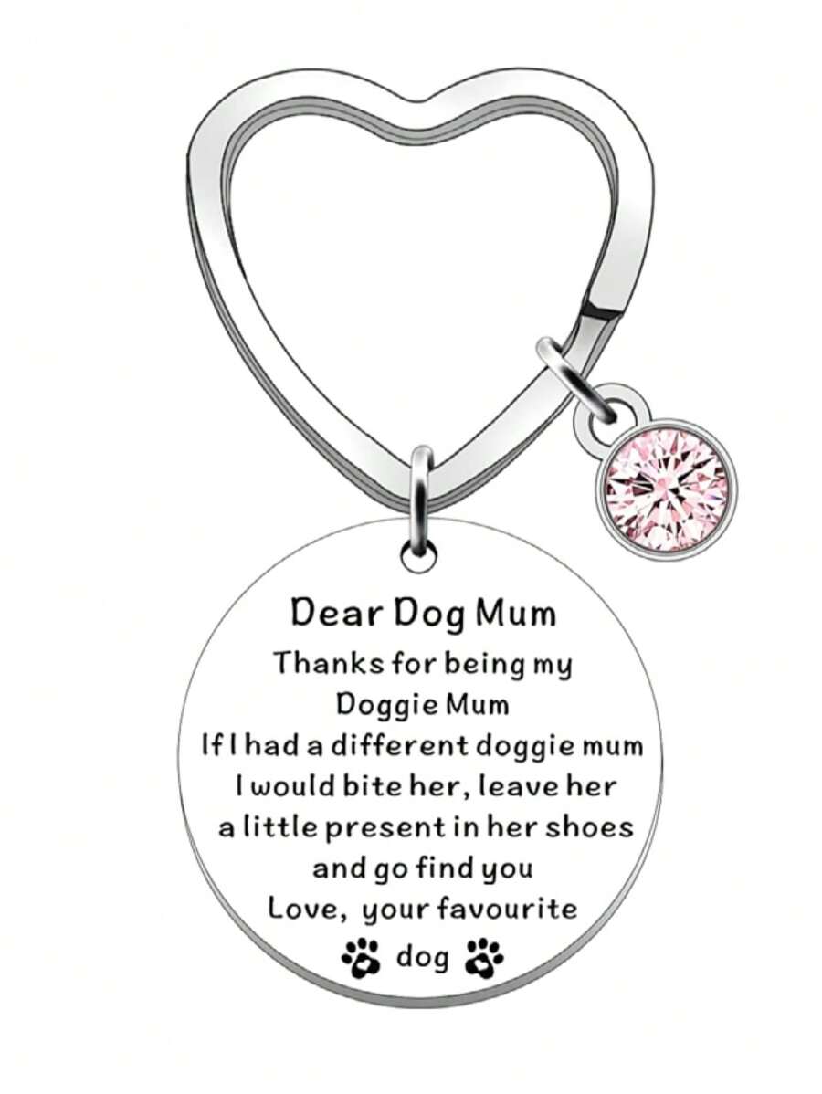 Dog Mom Gift For Women, Dog Mom Birthday Gift, Present Keychain - Silver - View 1