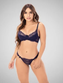 Women Sexy Lingerie Sets - Màu xanh hải quân - Xem 6