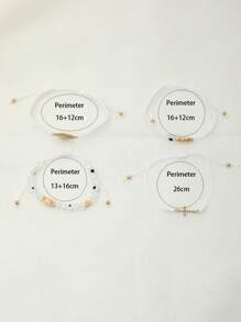 4 件时尚圣母玛利亚手工编织手链 适合女士女孩 邪眼心形珠子脚链 珠宝礼物 情人节 - 白色 - 查看 6