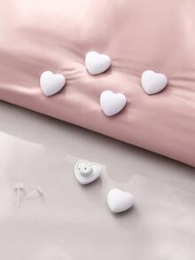 1盒6入組心形床上用品攀扣,裝飾用被子固定器 - 白色 - 查看 2