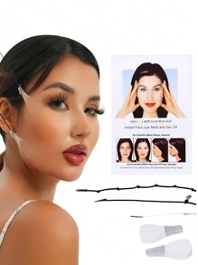 40 Piezas de Set Invisible Pegatinas De Cara Delgada En Forma De V - Blanco - Ver 1