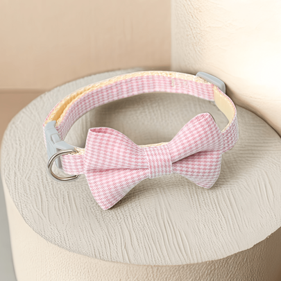 Collare a quadri con fiocco per animali domestici, Fibbia per collare con nodi a gatto e cane, Collare per gatti con rilascio rapido