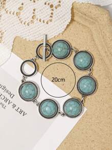 1pc Zinc Alloy & Resin Stone Effect Popular Bracelet - Blue - View 4