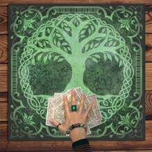 1入神秘綠色生命樹許願樹靈性祭壇布桌布卜塔布舞蹈墊裝飾 - 彩色 - 查看 4