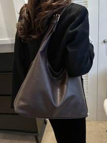 Large Capacity Soft Pu Leather Crossbody Shoulder Bag Hanging Underarm Bag For Women - Coffee Brown - View 6