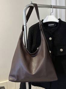 Large Capacity Soft Pu Leather Crossbody Shoulder Bag Hanging Underarm Bag For Women - Coffee Brown - View 7