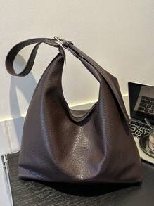 Large Capacity Soft Pu Leather Crossbody Shoulder Bag Hanging Underarm Bag For Women - Coffee Brown - View 1