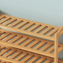 1入組杏色diy手工竹簡約五層鞋架,適用於家庭收納鞋子 - 杏色 - 查看 6