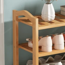 1入組杏色diy手工竹簡約五層鞋架,適用於家庭收納鞋子 - 杏色 - 查看 5