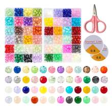 960pcs 8mm 24 Grid Burst Beads +24 Grid Solid Color Beads Combination Glass Bead Set With Tool Crystal Line  Scissors, Gift To Beginners - 8mm Multi-color Set - View 14