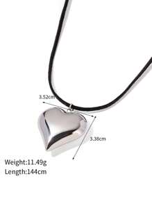 1入18K金鍍現代心形系列復古經典心臟韓國絨面吊墜項鍊，女性時尚配飾 - 金黃色 - 查看 3